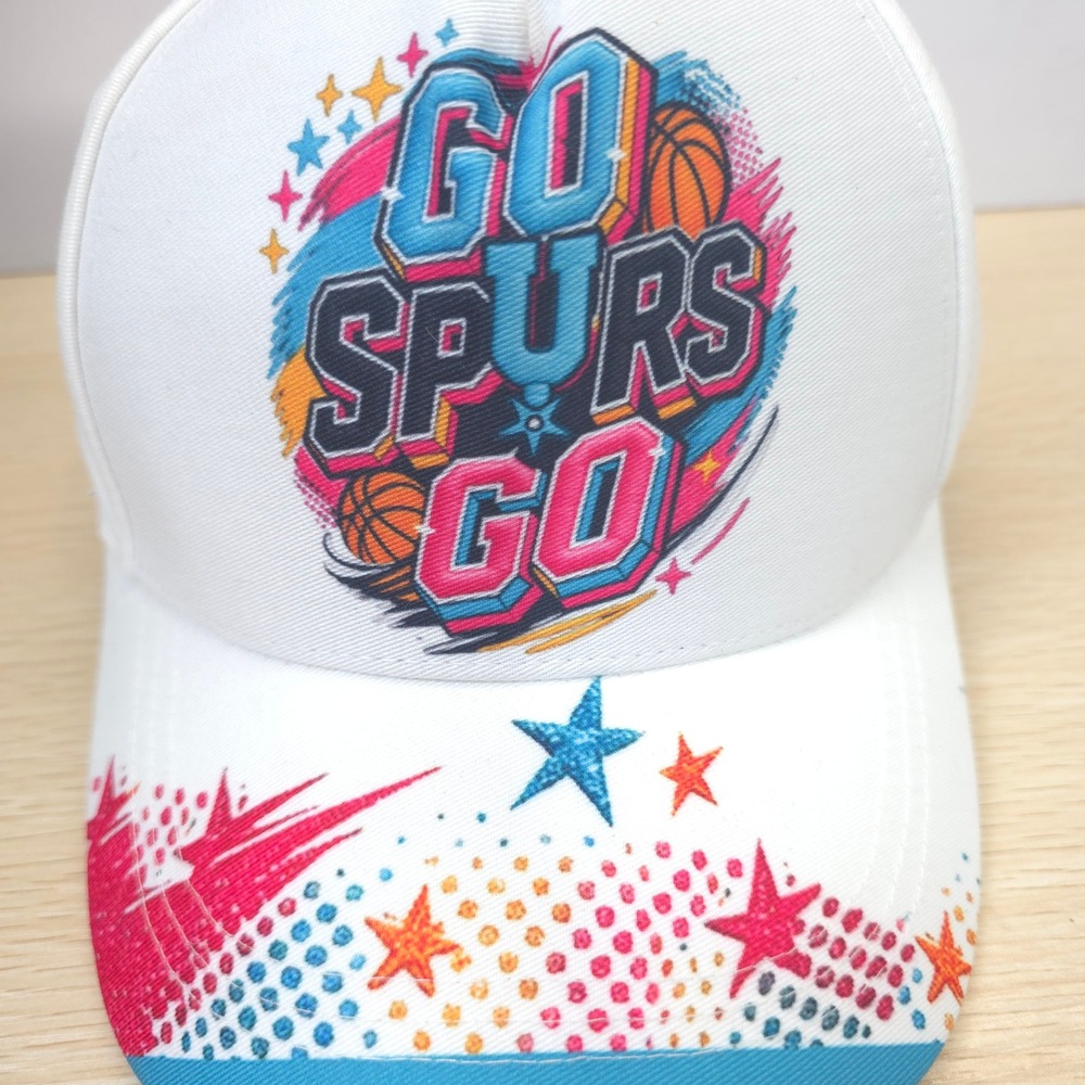 San Antonio Spurs‎ Hat Unisex OSFM Go Spurs Go Fiesta Theme White Retro Pop Art